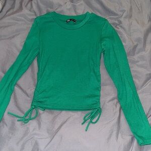 Zara Emerald Long Sleeve Top with Ties